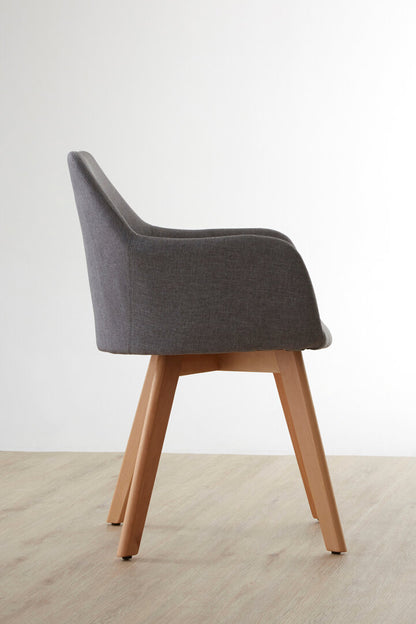 Richmond Grey Fabric Chair With Wood Legs