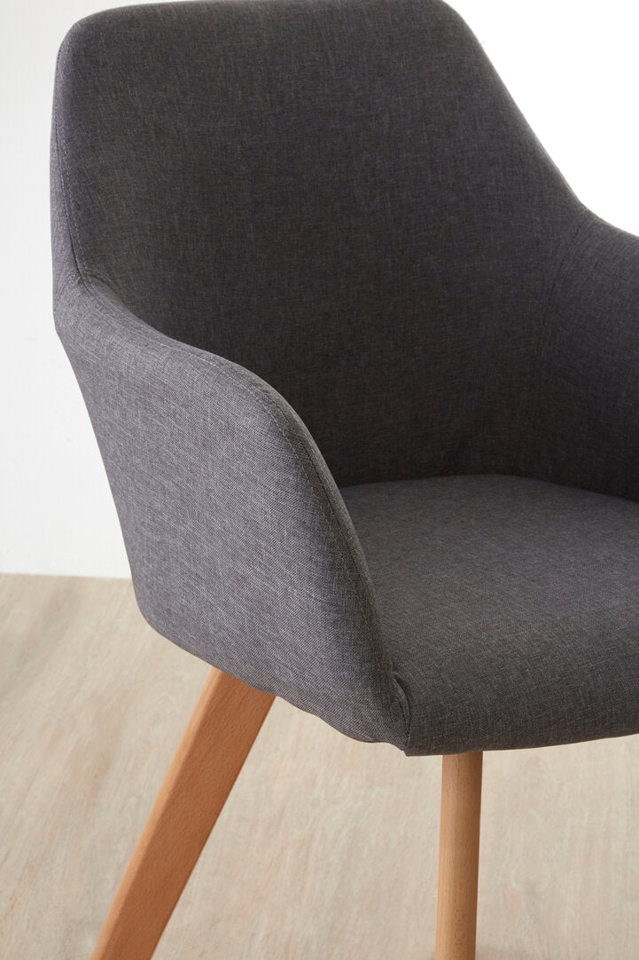 Richmond Grey Fabric Chair With Wood Legs