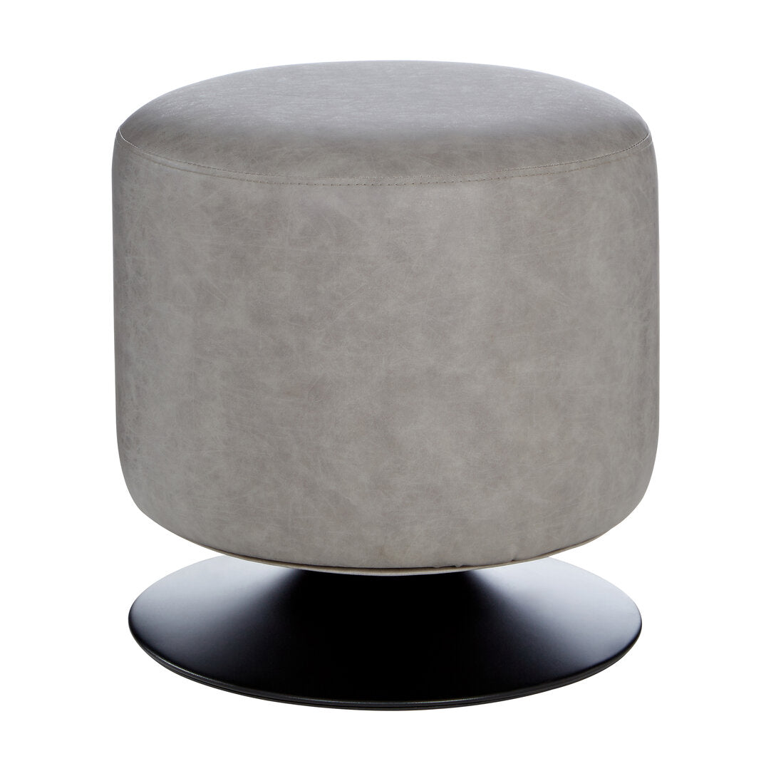 Devon Ash Grey Faux Leather Pouffe