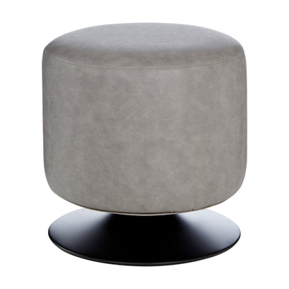 Devon Ash Grey Faux Leather Pouffe