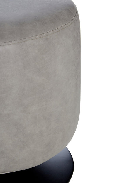 Devon Ash Grey Faux Leather Pouffe