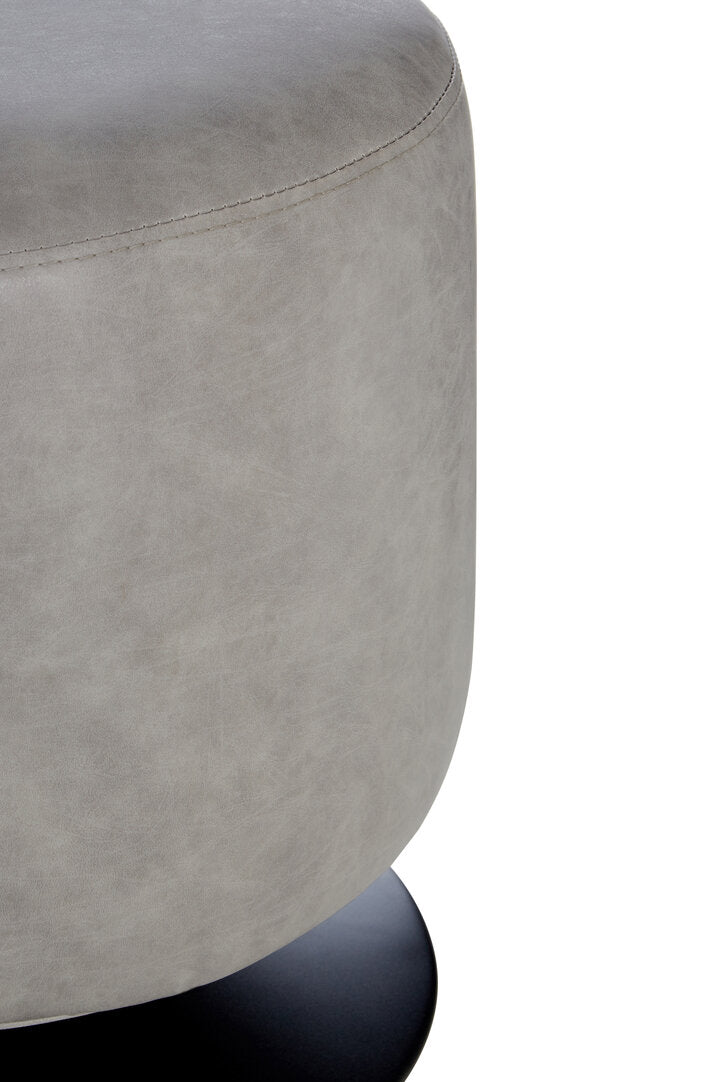 Devon Ash Grey Faux Leather Pouffe