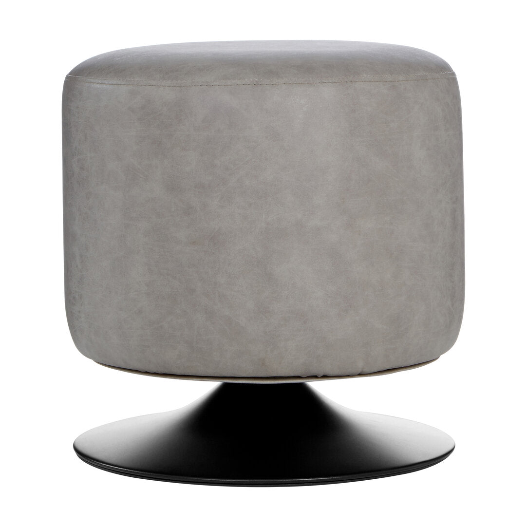 Devon Ash Grey Faux Leather Pouffe