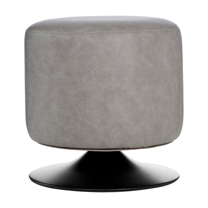 Devon Ash Grey Faux Leather Pouffe