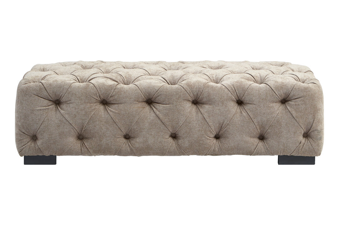 Kensington Natural Fabric Tufted Stool