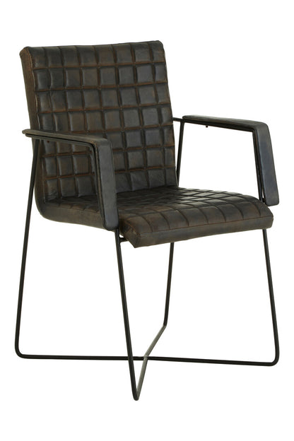 Verona Iron And Grey Leather Weave Chair