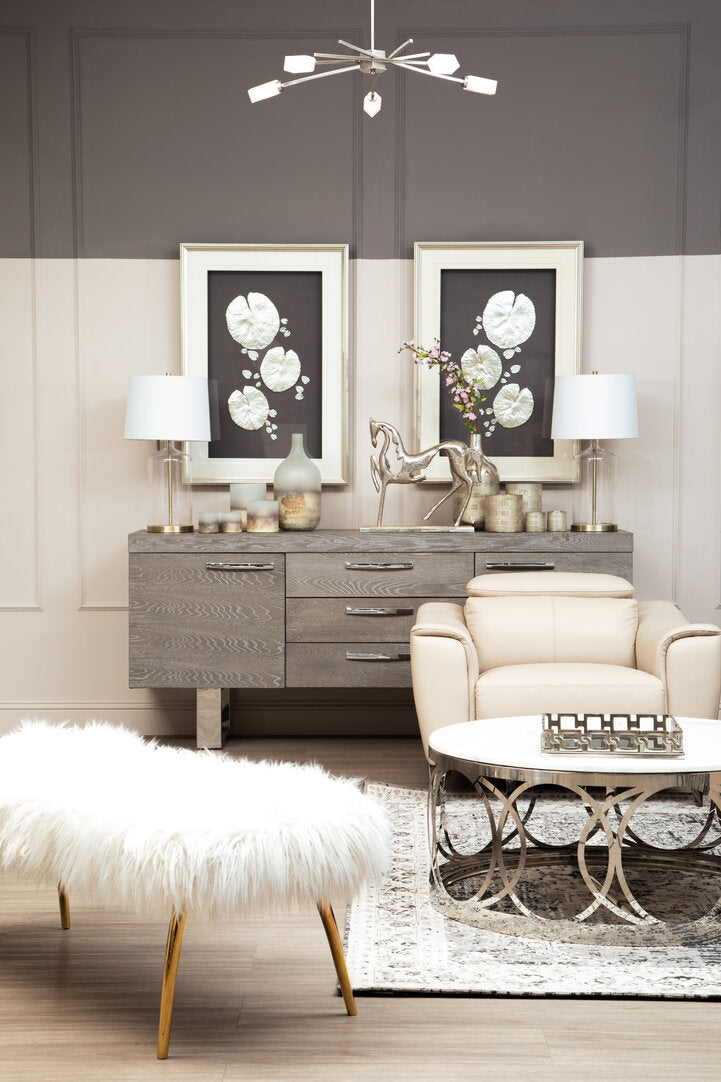 Sorrento Fur Effect Bench with Gold Legs