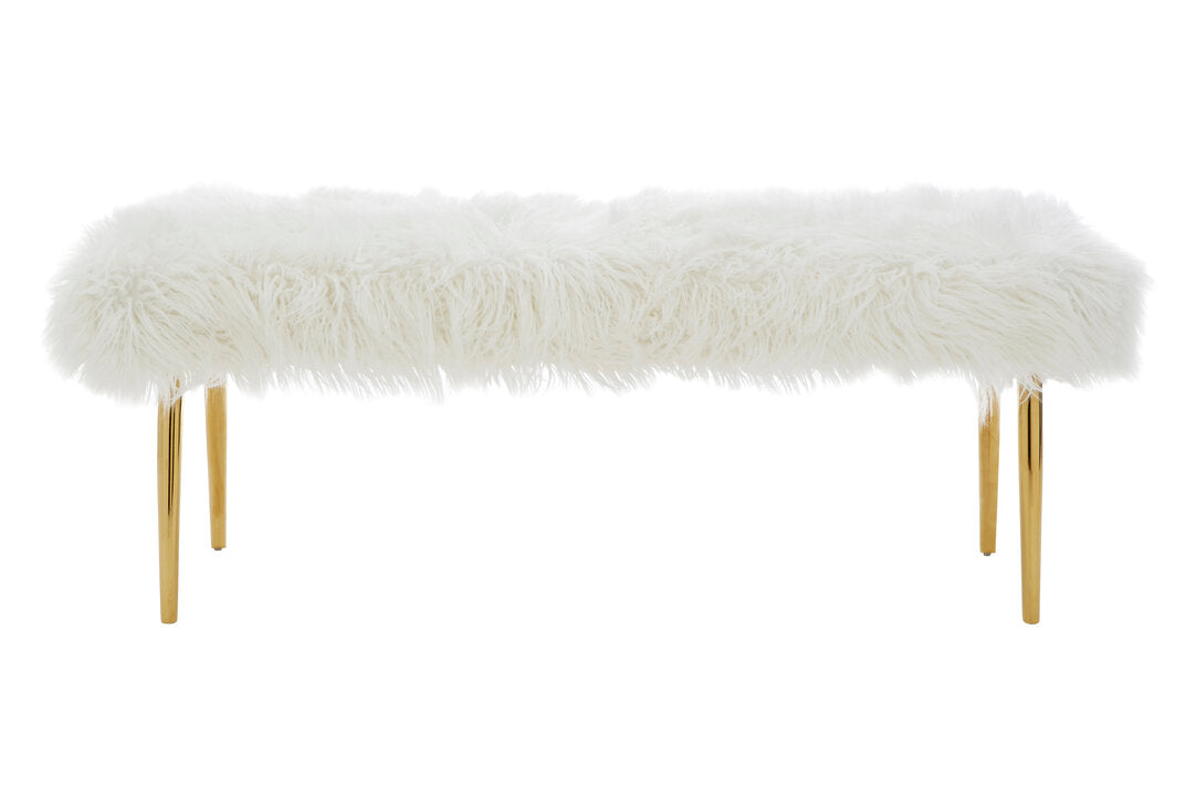 Sorrento Fur Effect Bench with Gold Legs