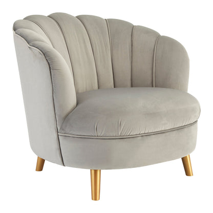 Florence Velvet Chair With Gold Wood Legs Grey 