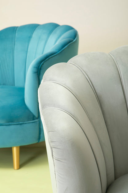 Florence Grey Velvet Chair With Gold Wood Legs