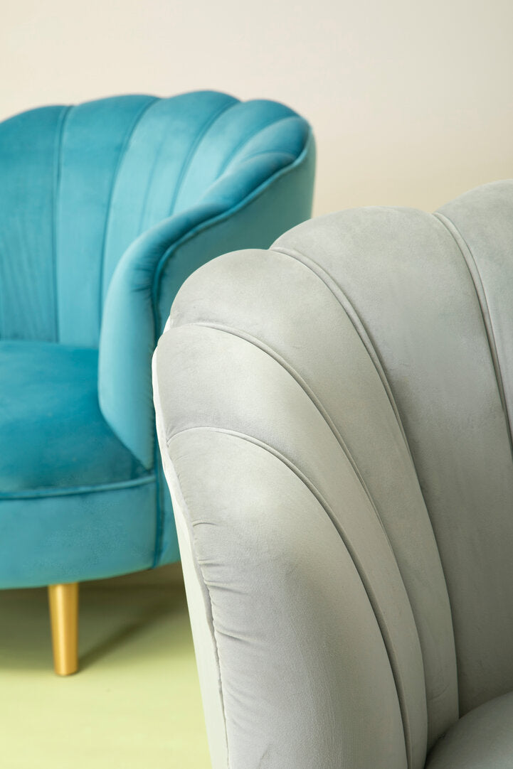 Florence Grey Velvet Chair With Gold Wood Legs