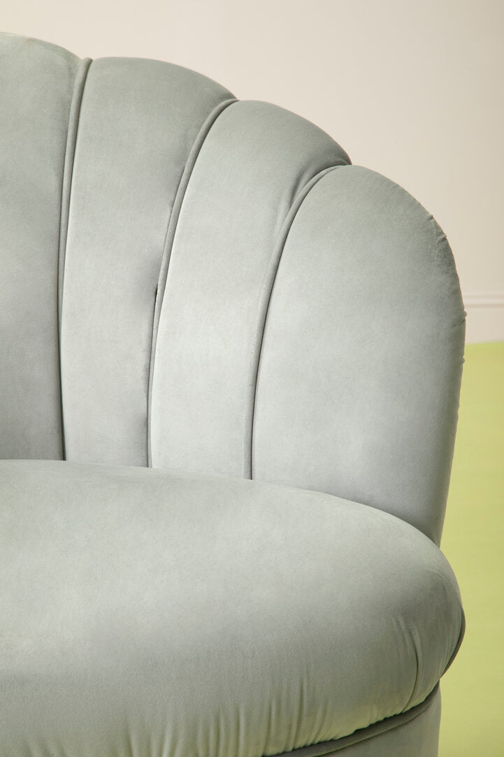 Florence Grey Velvet Chair With Gold Wood Legs