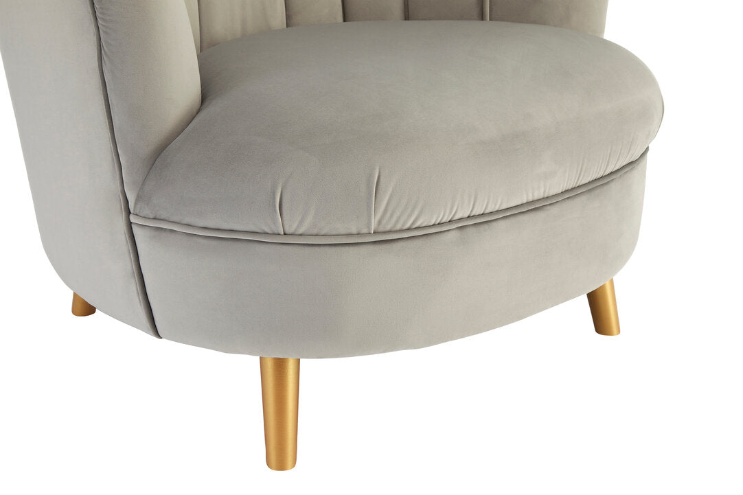 Florence Grey Velvet Chair With Gold Wood Legs