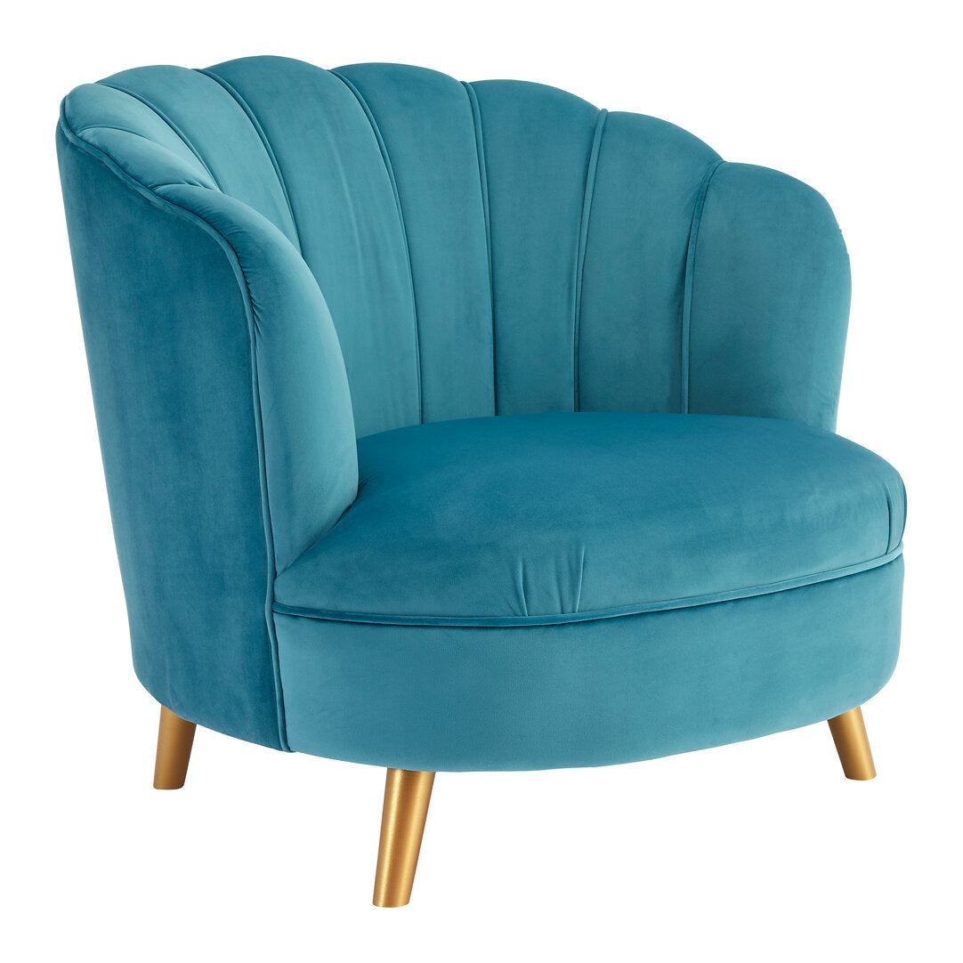 Florence Blue Velvet Chair With Gold Wood Legs