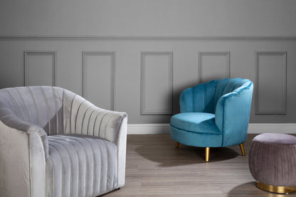 Florence Blue Velvet Chair With Gold Wood Legs