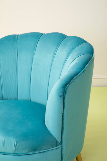 Florence Blue Velvet Chair With Gold Wood Legs