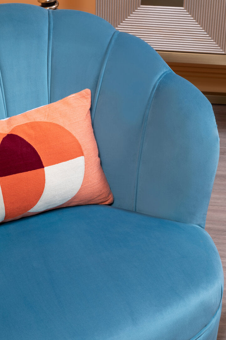 Florence Blue Velvet Chair With Gold Wood Legs