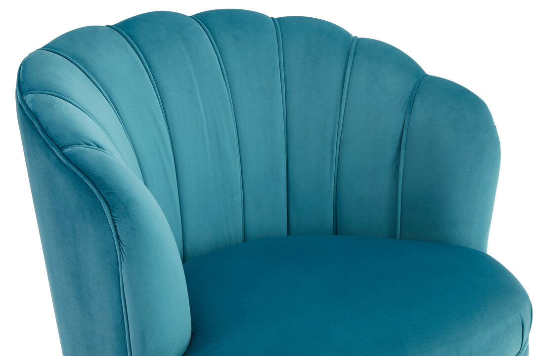 Florence Blue Velvet Chair With Gold Wood Legs