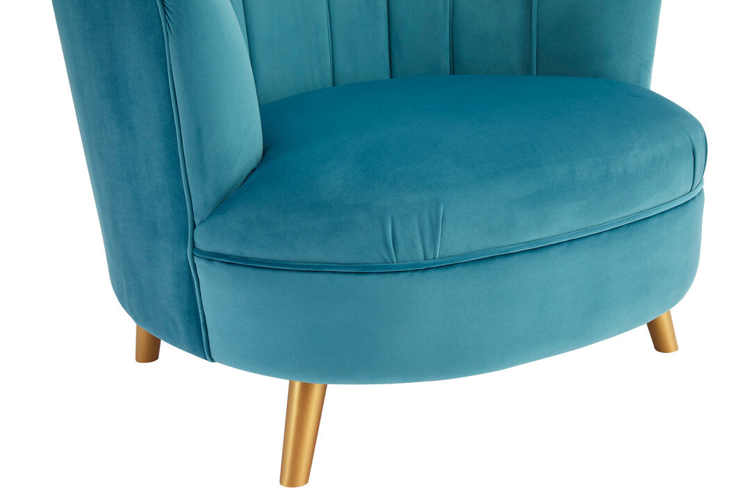 Florence Blue Velvet Chair With Gold Wood Legs