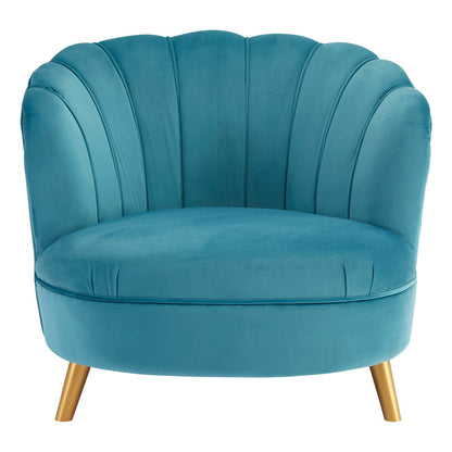 Florence Blue Velvet Chair With Gold Wood Legs