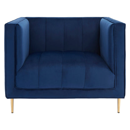 Monaco Deep Blue Velvet Armchair