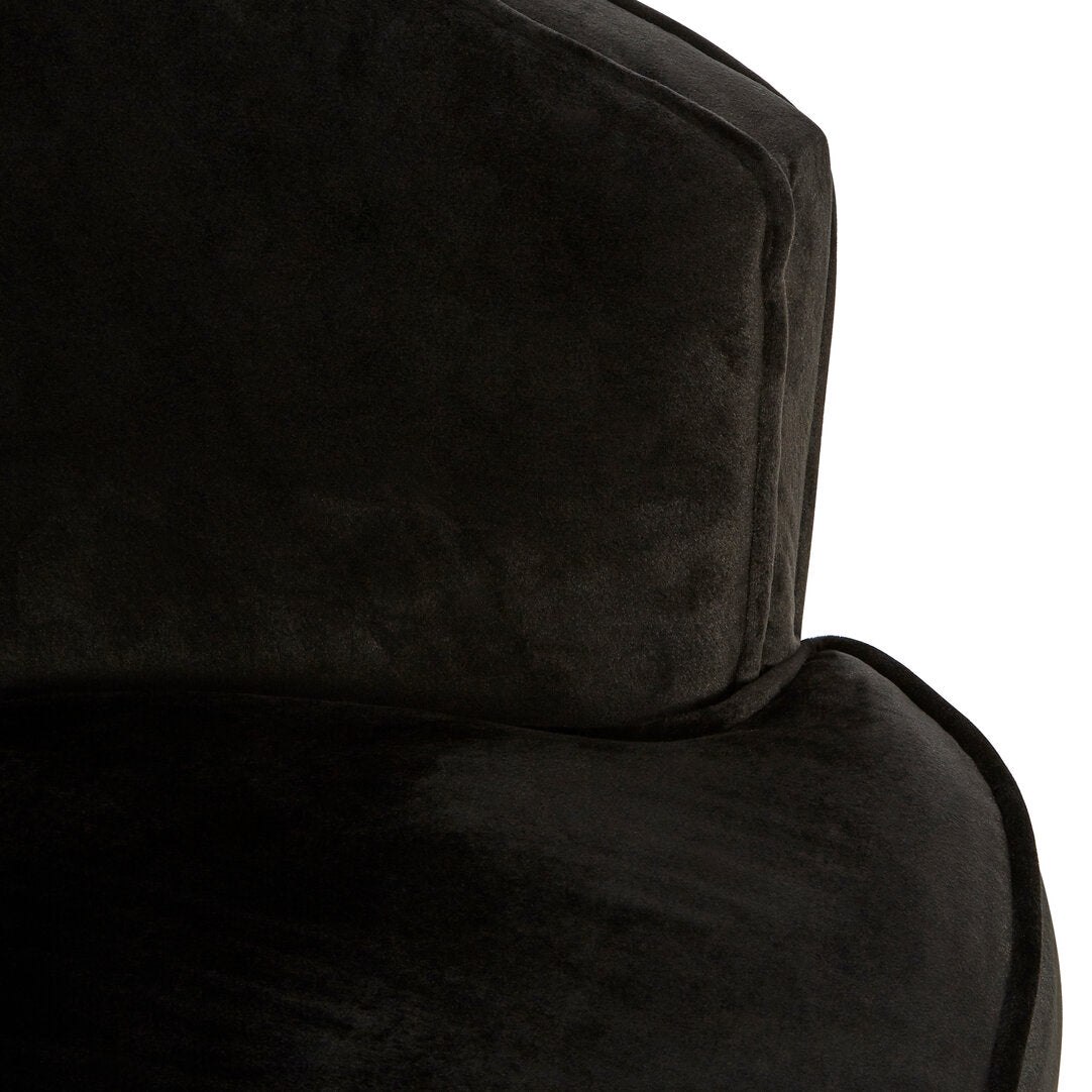 Como Black Velvet Round Chair