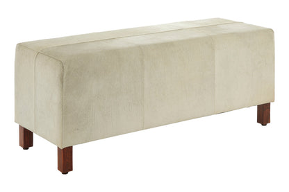 Vienna Townhouse Natural Leather Bench With Wood Legs