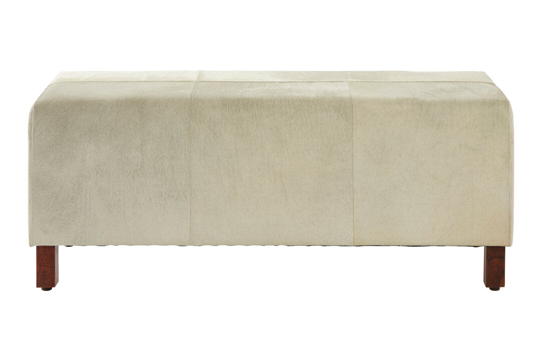 Vienna Townhouse Natural Leather Bench With Wood Legs