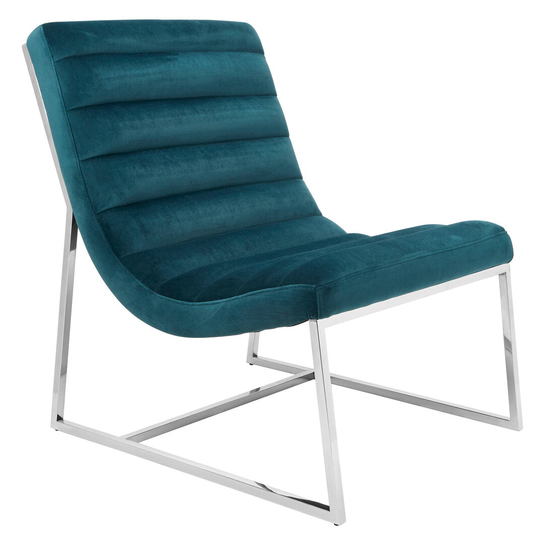 Valencia Teal Velvet Curved Lounge Chair