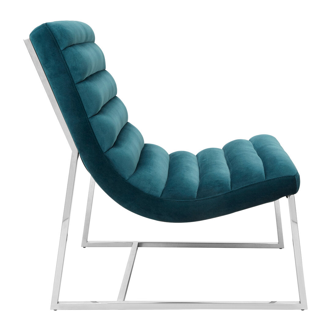 Valencia Teal Velvet Curved Lounge Chair