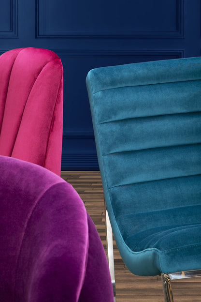 Valencia Teal Velvet Curved Lounge Chair