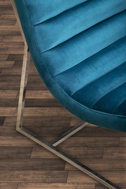 Valencia Teal Velvet Curved Lounge Chair