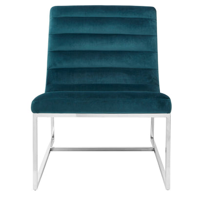 Valencia Teal Velvet Curved Lounge Chair