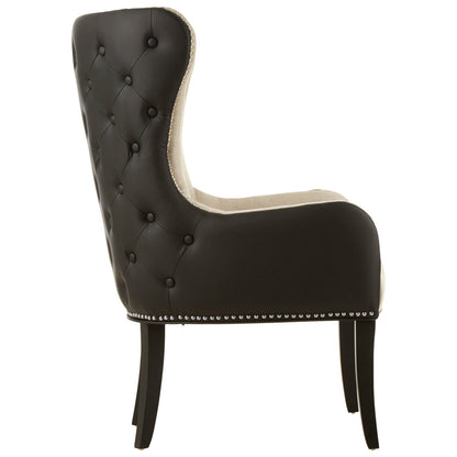 Lisbon Natural Fabric Chair with Black Leather Effect Back
