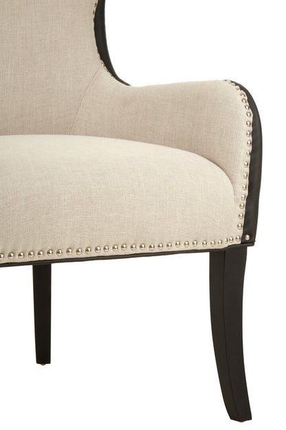 Lisbon Natural Fabric Chair with Black Leather Effect Back