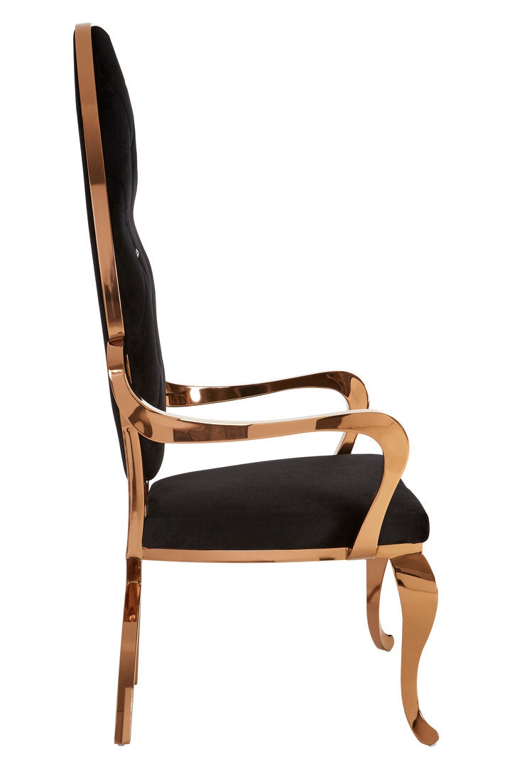 Porto Black Velvet And Rose Gold Baroque Chair