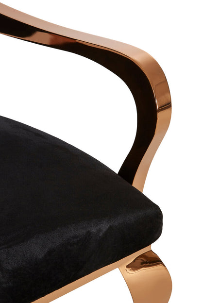 Porto Black Velvet And Rose Gold Baroque Chair