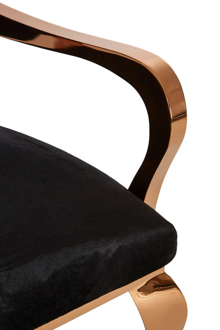 Porto Black Velvet And Rose Gold Baroque Chair