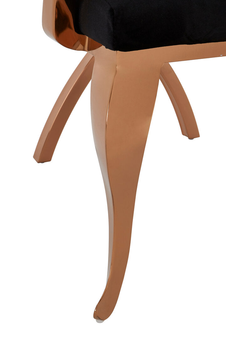 Porto Black Velvet And Rose Gold Baroque Chair