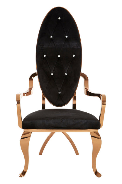 Porto Black Velvet And Rose Gold Baroque Chair