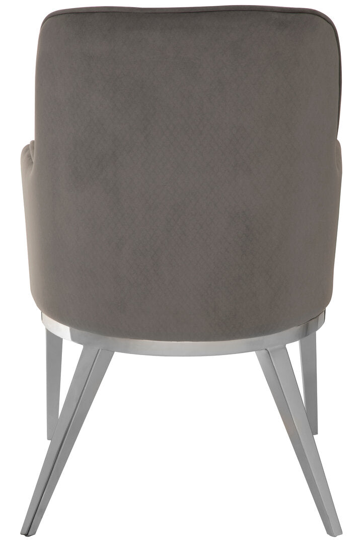 Notting Grey Velvet Dining Chair with Silver Finish Legs