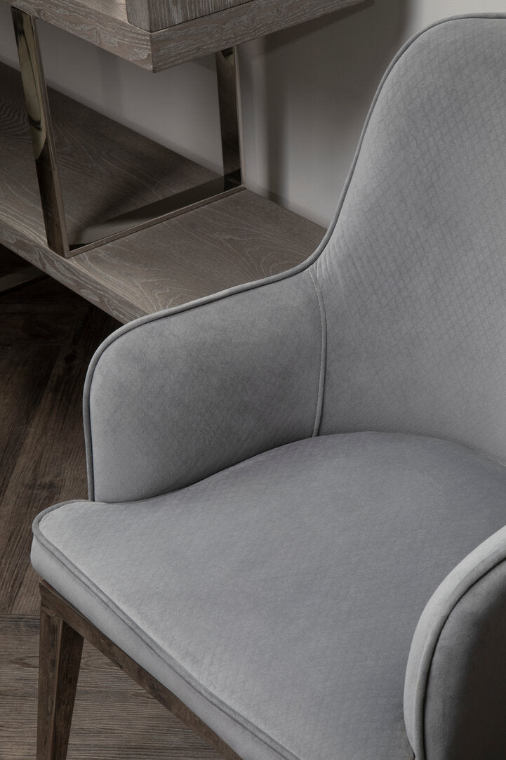 Notting Grey Velvet Dining Chair with Silver Finish Legs