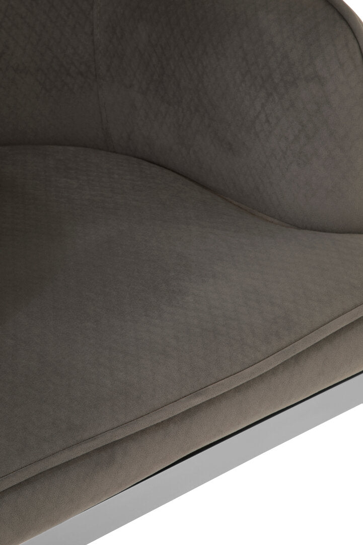Notting Grey Velvet Dining Chair with Silver Finish Legs