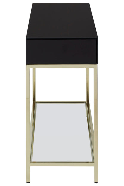 Vienna Townhouse Black Mirror Console Table with Gold Frame