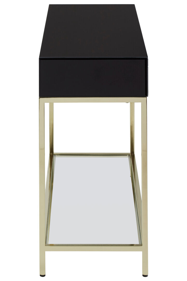 Vienna Townhouse Black Mirror Console Table with Gold Frame