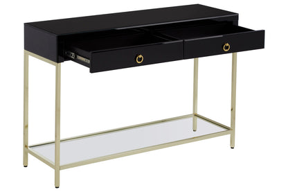 Vienna Townhouse Black Mirror Console Table with Gold Frame