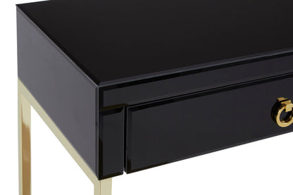 Vienna Townhouse Black Mirror Console Table with Gold Frame