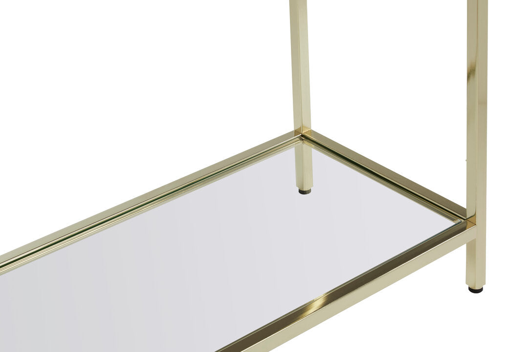 Vienna Townhouse Black Mirror Console Table with Gold Frame