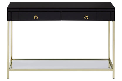 Vienna Townhouse Black Mirror Console Table with Gold Frame