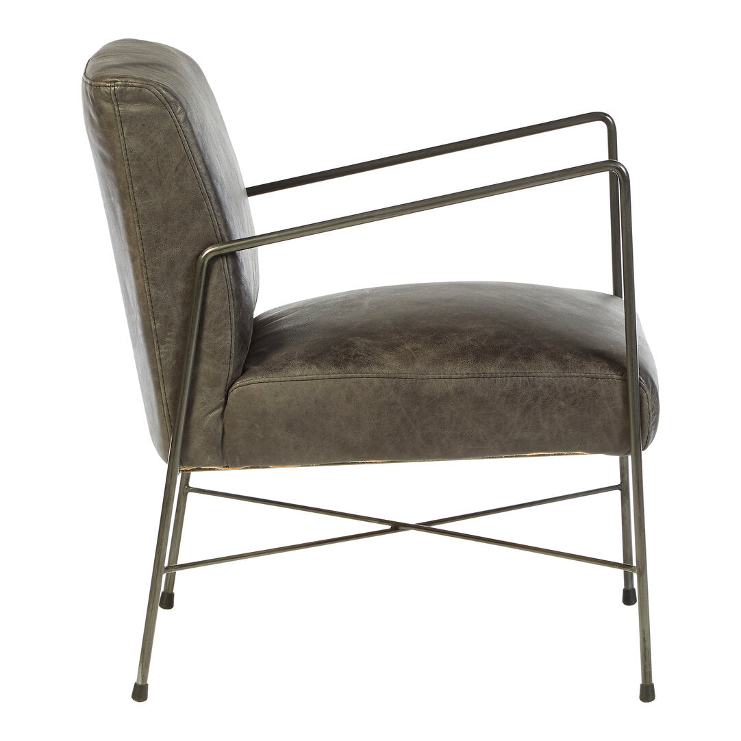 Harrogate Grey Leather Lounge Chair